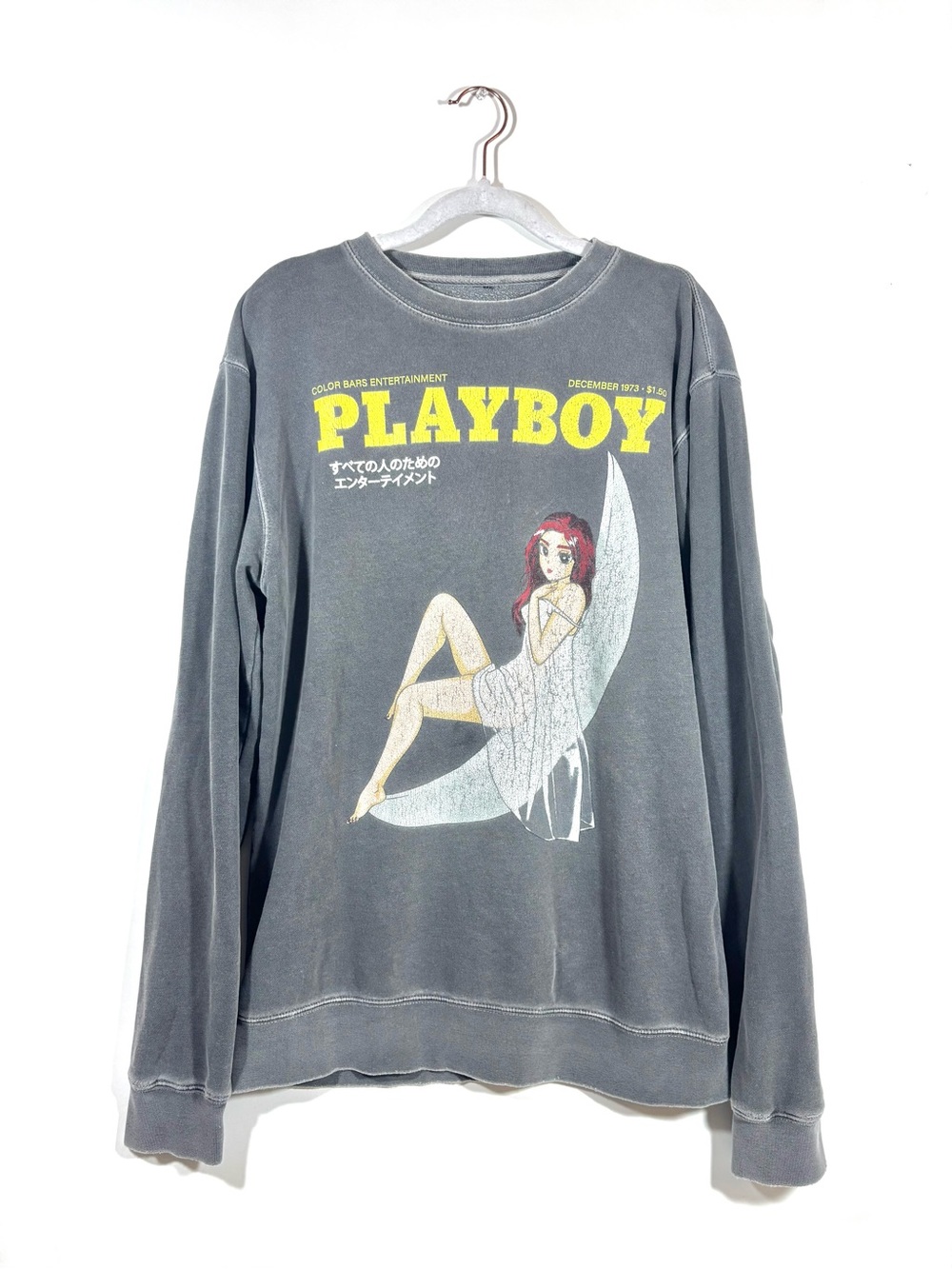 Playboy x Color Bars Tokyo Club Moonlit Crewneck Sweatshirt - Gray -M